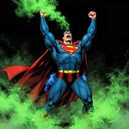 superman smoke kryptonite green dust, wlop, superman is high, ahegao face, ahegao satisfaction face, green dust, by greg rutkowski
