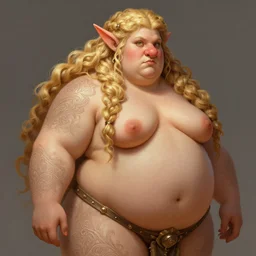 chubby female dwarven woman | long curly braided blonde hair | big nose | beautiful plump body | intricate, highly detailed, digital painting, artstation, concept art, dungeons and dragons , art by greg rutkowski and giotto