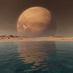 water on mars (((artstation, concept art, smooth, sharp focus, artgerm, Tomasz Alen Kopera, Peter Mohrbacher, donato giancola, Joseph Christian Leyendecker, WLOP, Boris Vallejo))), octane render, unreal engine, 3d render, , octane render, nvidia raytracing demo, grainy, muted