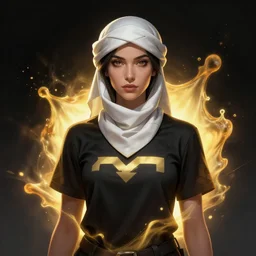 concept art, woman wearing a banie and black t - shirt, glowing, smooth, centered, trending on artstation, league of legends splash art, art by jamie hewlett and jennifer wuestling, 4 k