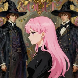 anime, mage, witch, vogue, women's fashion, intricate oil painting, trending on artstation, john singer sargent, greg rutkowski, side profile, pink hair