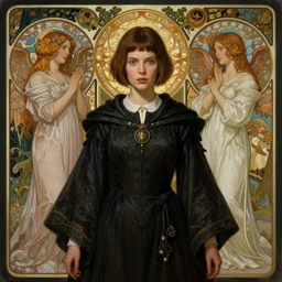 symmetry portrait of welsh kate beckinsale as witch student in mans tunic, tomboy, short hair, forest, magic, intricate, elegant, highly detailed, digital painting, artstation, concept art, smooth, sharp focus, illustration, art by artgerm and greg rutkowski and fra angelico and alphons mucha