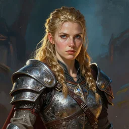 the elder scrolls vi, charismatic rugged female nord warrior portrait, illustration, highly saturated colors, rim light, top light, perfectly shaded, soft painting, art by charlie bowater