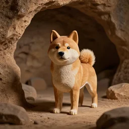 shiba inu wooden figurine found in a prehistoric cave