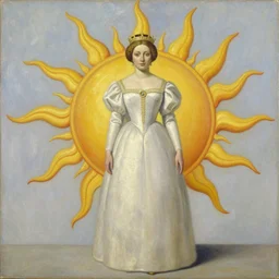 the queen of the sun by zdzisław beksiński, full body, oil on canvas, intricately detailed artwork, full 8k high quality resolution, recently just found unknown masterpiece