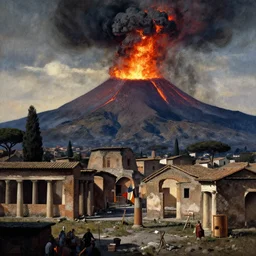 Mount Vesuvius erupting over the city of Pompeii by Marc Simonetti