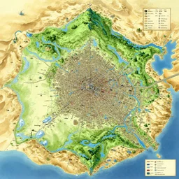 treasure map of a realm with many cities, jungles, artic zone, deserts, lakes, artstation, illustration by makoto shinkai and moebius and jean giraud