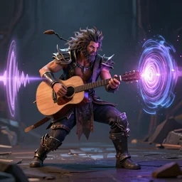 an acoustic wizard using soundwaves to attack his foe like a sound bender, unreal 5 render, 8k