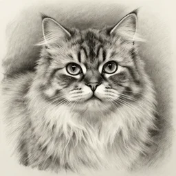 persian cat, realistic charcoal