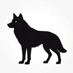 silouette of a wolf, vector art, line art