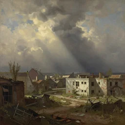 radiated, abandoned city. painting by john atkinson grimshaw.