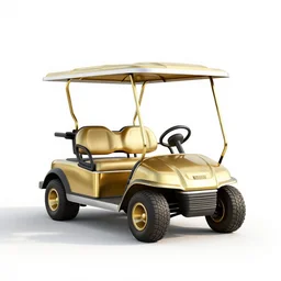 brass golf cart, clean 3d render, octane render, isolated on a pure white background, centered, entire object in frame, sharp focus, soft studio lighting