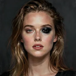 a portait painting of amber heard with a black eye