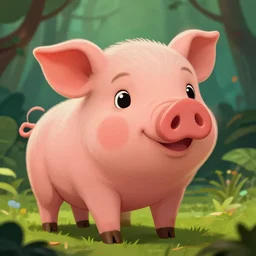 beautiful detailed cute character design of a cartoon pig, tlk, tlk, in the style of'the jungle book'profile pic. deviantart adoptable, style of maple story and zootopia, portrait studio lighting by jessica rossier and brian froud in the style of disney balto, artstation deviantart alphonse mucha wild pig don bluth