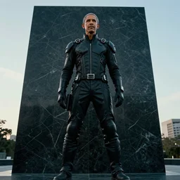 cinestill 5 0 d candid photographic portrait by quentin tarantino of a black marble monument of barack obama wearing sexy black rugged techwear, extreme long shot, modern cyberpunk moody emotional cinematic, clear skies, 8 k, hd, high resolution, 3 5 mm, f / 3 2, ultra realistic faces, ex machina