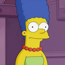 portrait of a beautiful 20-year-old Marge Simpson the style of Annie Leibovitz award-winning, detailed, 82 mm sigma art, close up