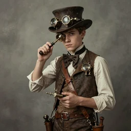 ( ( ( ( ( 1 9 5 0 s steampunk adventurer boy inventer explorer. muted colors. ) ) ) ) ) by jean - baptiste monge!!!!!!!!!!!!!!!!!!!!!!!!!!!