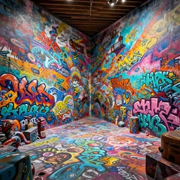 cinematic view from inside the realm full of colorful 3 d graffiti, ultra realistic, extremely high definition, highly detailed and intricate masterpiece