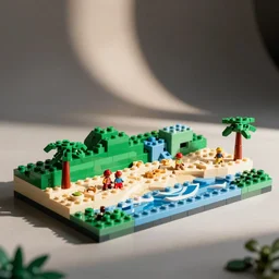 Photo Of A Lego Build Of A Beach, Photorealistic