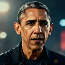 barrack obama in gears of war battlefield 5, detailed face, splash art, movie still, cinematic lighting, dramatic, octane render, long lens, shallow depth of field, bokeh, anamorphic lens flare, 8 k, hyper detailed, 3 5 mm film grain