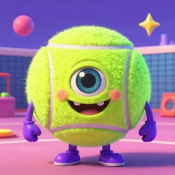 Lofi vaporwave portrait tennis ball monster, Pixar style, Tristan Eaton, Stanley Artgerm, Tom Bagshaw