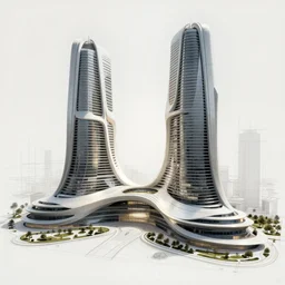futuristic blueprint of a building designed by zaha hadid