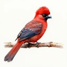 a water colour painting of a red - crested turaco