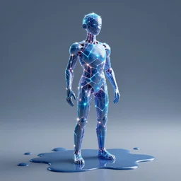 full body character concept of neural network made of puddle