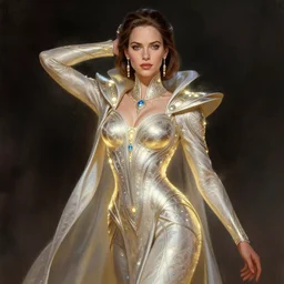 young sigourney weaver in dejah thoris outfit, intricate, elegant, glowing lights, highly detailed, digital painting, artstation, glamor pose, concept art, smooth, sharp focus, illustration, art by artgerm and greg rutkowski, artey freytag