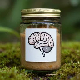 awesome photo of jar with logo of a brain, photo, 8 0 mm, kodak, advert, hyperrealism, photography, sharp focus, lush detail, award winning,