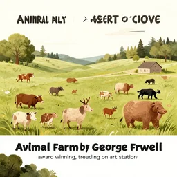 “ illustration of animal farm by george orwell, digital art, award winning, trending on art station ”