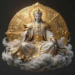portrait of a God made of clouds, Dark Souls 3 themed, in style of Ruan Jia, insanely detailed and intricate, golden ratio, elegant, ornate, luxury, elite, matte painting, cinematic, cgsociety, James jean, Brian froud, ross tran, Laputa