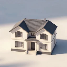 3D render front side top view of a house
