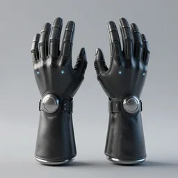 a pair of futuristic, energized gauntlets with glowing accents