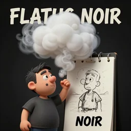 Flatulence Noir, movie poster painting by Grant Wood, 3D rendering by Beeple, sketch by R. Crumb