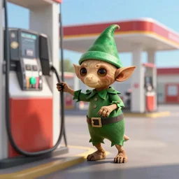 dobby the elf robbing a gas station, volumetric lighting, octane render, 4 k resolution,