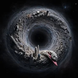 a utopian city resting on the tongue of yog-soggoth as he slumbers curled around a BlackHole in outer space