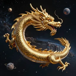 chinese dragon in space, surreal