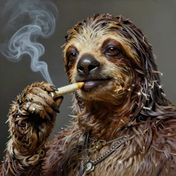 ultra realistic portrait painting of snoop dogg as a sloth smoking a lit joint, art by frank frazetta, 4 k, ultra realistic, highly detailed, epic lighting