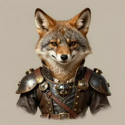 A detailed Renaissance portrait of a smirking anthropomorphic coyote wearing steampunk garb, digital art, 4k