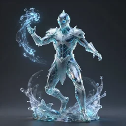 a portrait of fish magician in glass armor releasing spell, full height, moving forward, concept art, trending on artstation, highly detailed, intricate, sharp focus, digital art, 8 k
