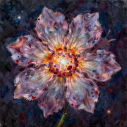flower, supernova, greg rutkowski, john singer sargent, jackson pollock, trending on artstation, oil painting