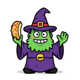 weird wizard 🌮 monster in a hand-drawn vector, svg, cult-classic-comic-style