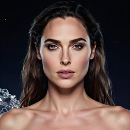 head and shoulders masterpiece portrait of the goddess gal gadot ( ∂ + m ) ψ = 0 by dan hillier, timeless, cosmic, crystal, antagonist, perfect symmetry, perfect skin, high contrast, intricate detail, super resolution, masterpiece, trending on artstation