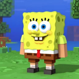 spongebob in minecraft by greg rutkowski
