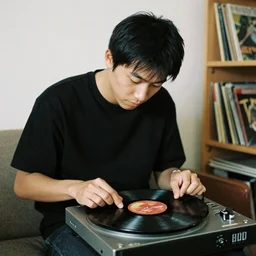 God playing vinyl