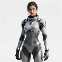 androgynous person wearing a futuristic skintight spacesuit, white background, highly detailed digital art, character design, octane render, 4k, photorealistic, cinematic lighting