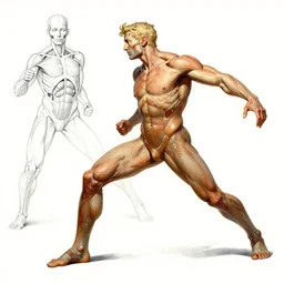 anatomy study in dynamic poses by frank frazetta