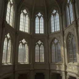 digital painting of a atrium with lots of windows, a detailed matte painting by jorge jacinto, featured on deviantart, gothic art, matte painting, matte drawing, concept art