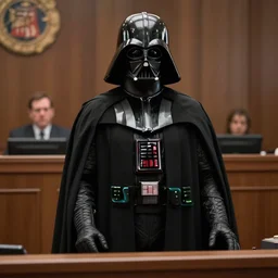 Saul Goodman is Darth Vader's lawyer in court, photorealistic art, 4K